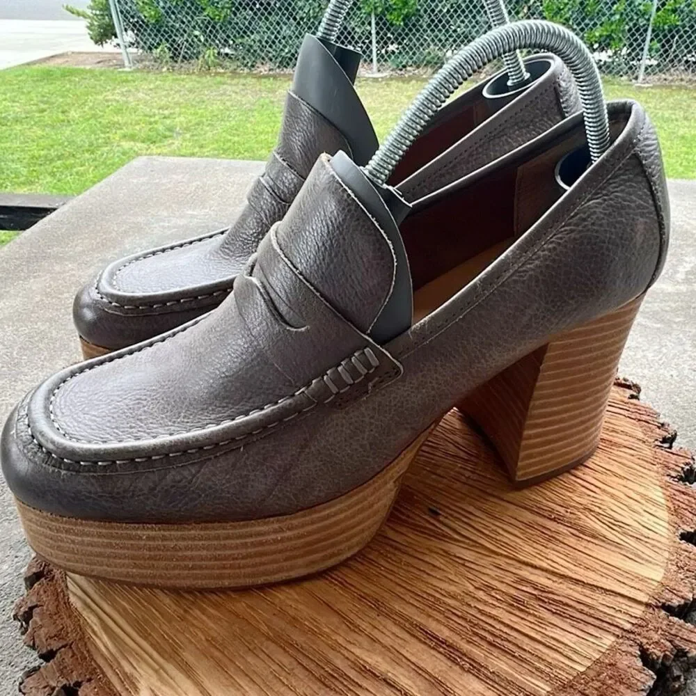 Kork-Ease Barbara Platform Gray Penny Loafer Nwt Size 8.5